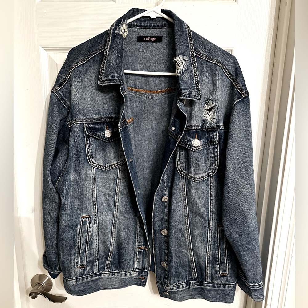 Refuge oversized jean jacket; size L